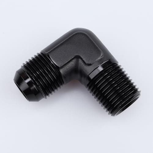 AC PERFORMANCE Aluminum 90 Degree Elbow -10 AN Male To 1/2" NPT Male Fitting Adaptor Connector, Black
