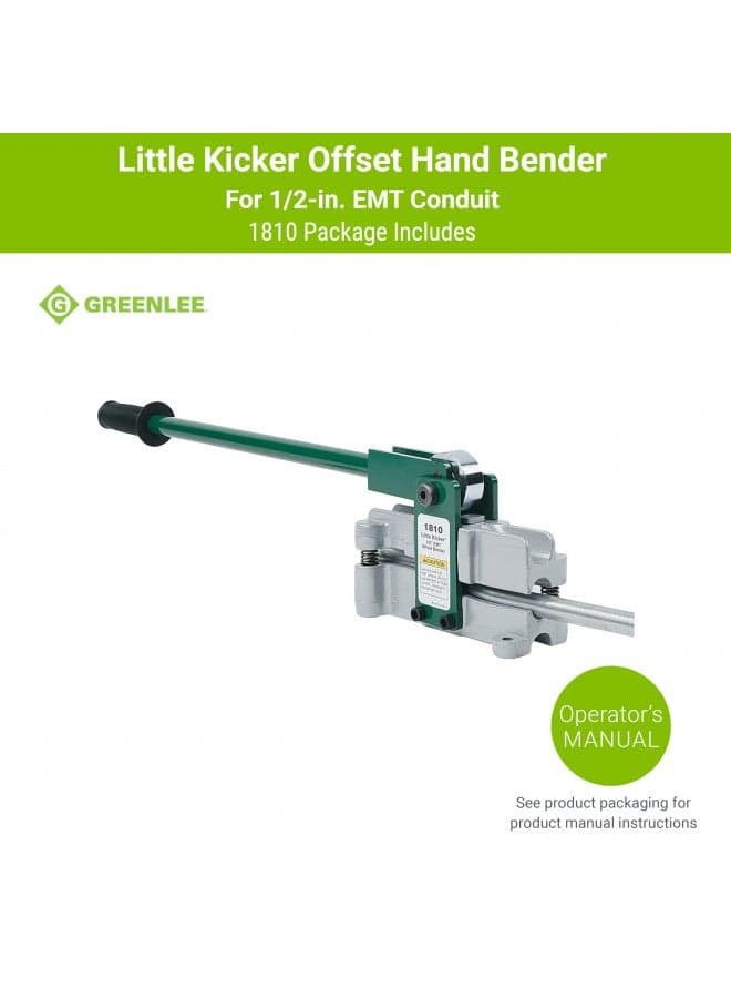 Greenlee 1810 Little Kicker Offset Hand Bender for 1/2" EMT Conduit, Silver/Green