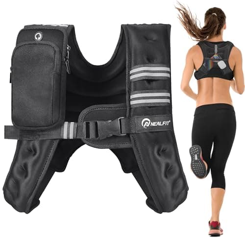 NEALFIT Weighted Vest for Men & Women, 5lbs/10lbs/15lbs/20lbs Weight Vest, Perfect for Running, Walking, Fitness, and Strength Training (Black, 20 lb)