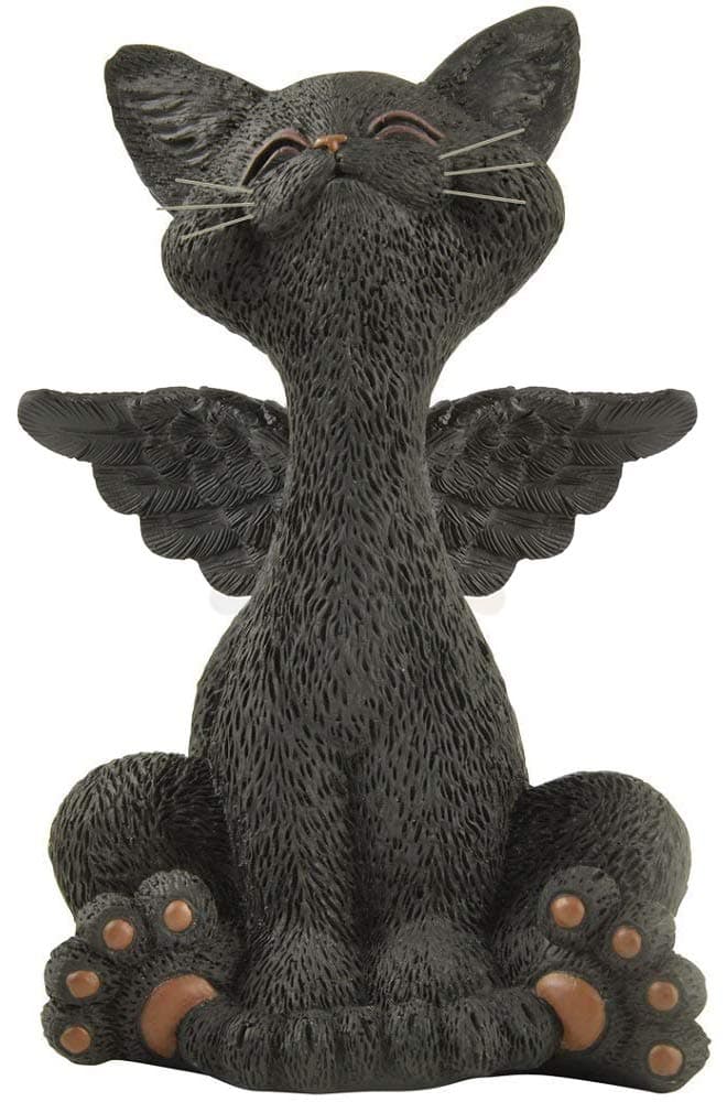 5 Bereavement Black Cat Angel Figurine Resin Memorial Kitty Statue with Wings Whimsical Pet Loss Keepsake Gift for Cat Lovers Spiritual Animal Tribute Shelf or Desk Home Decor