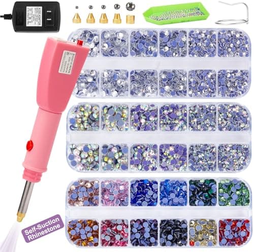 GLOCTO bedazzler kit with Rhinestones self Suction auto Pickup Stones hot fix applicator Tool with 5000 Pieces of Rhinestones Perfect for Adding Sparkle to Clothing Fabric and Craft Projects