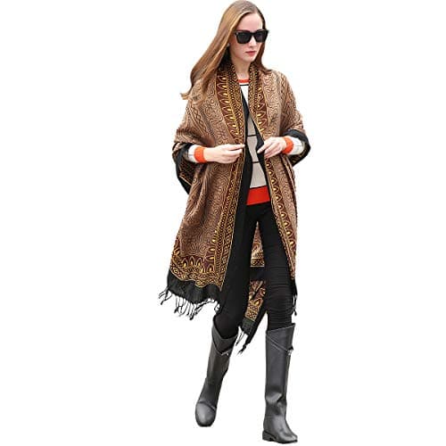 DANA XU 100% Merino Wool Pashmina Shawl Cashmere Wrap for Women – Lightweight Travel & Wedding Scarf Floral