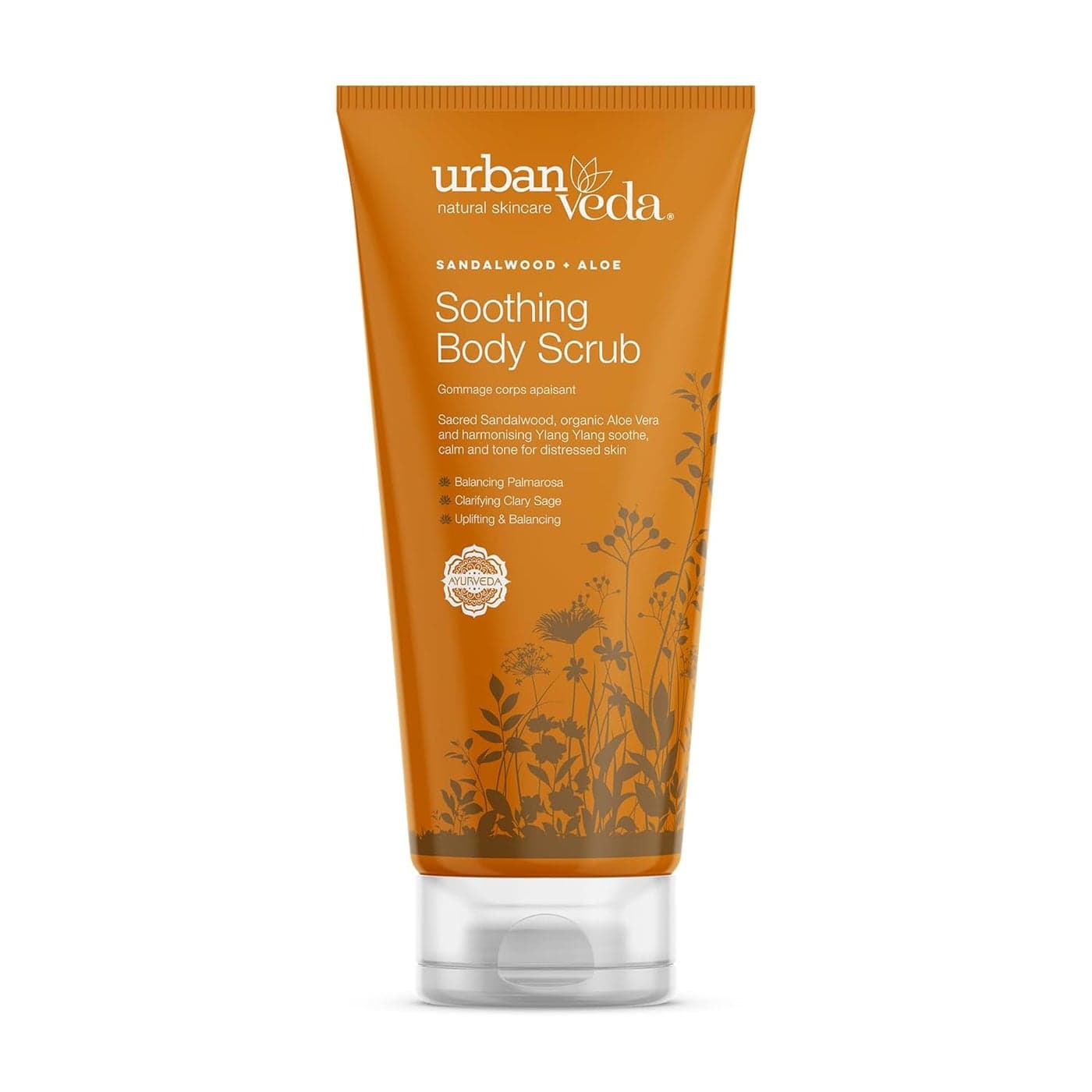 Urban Veda Soothing Body Scrub Exfoliating with Sandalwood Bath and Body with Organic Aloe vera Gel Skin Exfoliator for Body Body Scrub for Men Women 676 fl oz