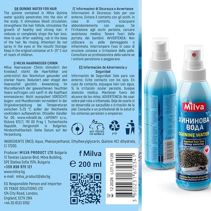 Milva Hair Thickening Spray with Quinine Extract Hair Loss Treatment for Women and Men NoRinse Hair Water Tonic Stimulant Hair Growth Spray Nourishe Scalp Stimulate Hair Regrowth 200 ML