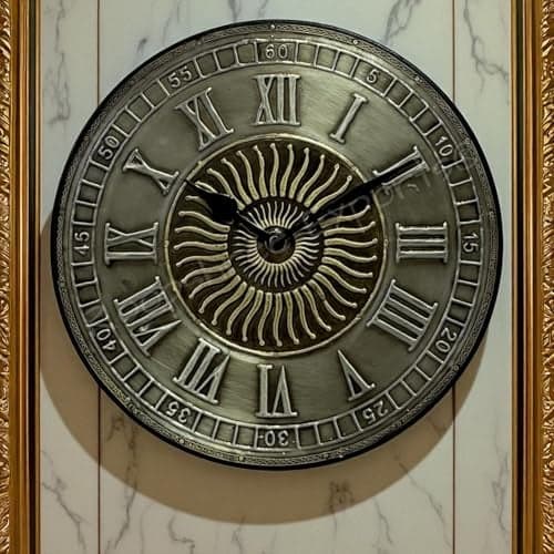 Vintage Handicraft Decorative Wooden German Silver Brass Inlay Artware/Handcrafted Sun Design Wall Art Clock/VC-8005-W10