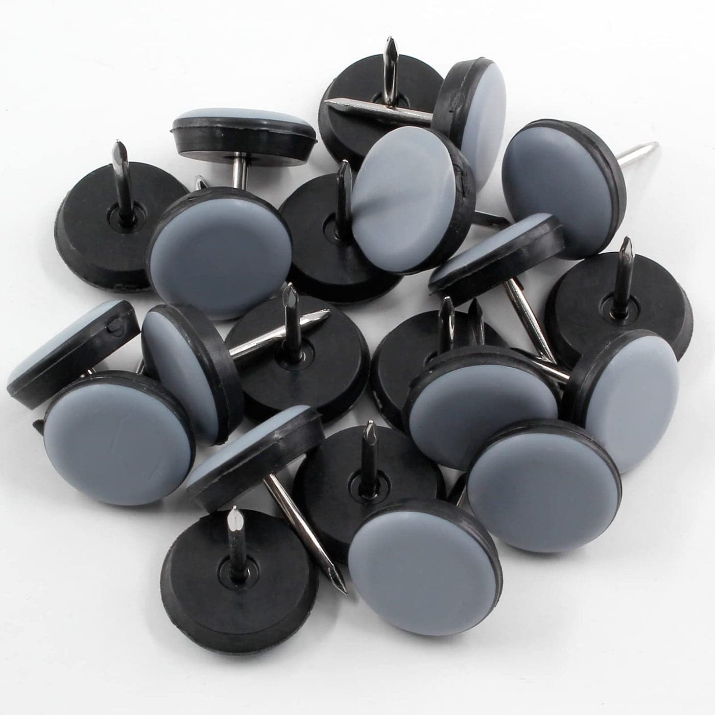 Suiwotin 24pcs 34 19mm Nail on Furniture Sliders Round Teflon Chair Leg Gliders Furniture Feet Glides Furniture Movers Slides Floor Protectors for Carpet Hardwood Floor Grey Black