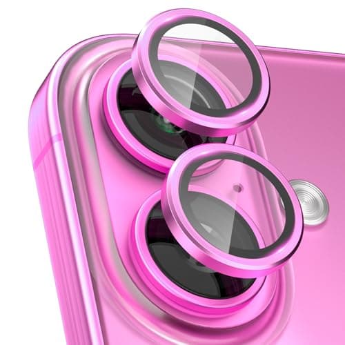 CloudValley for iPhone 16 iPhone 16 Plus Camera Lens Protector 1 Second Installaion UltraHD Tempered Glass Cover CaseFriendly Metal Lens Screen Protective Ring AccessoriesPink