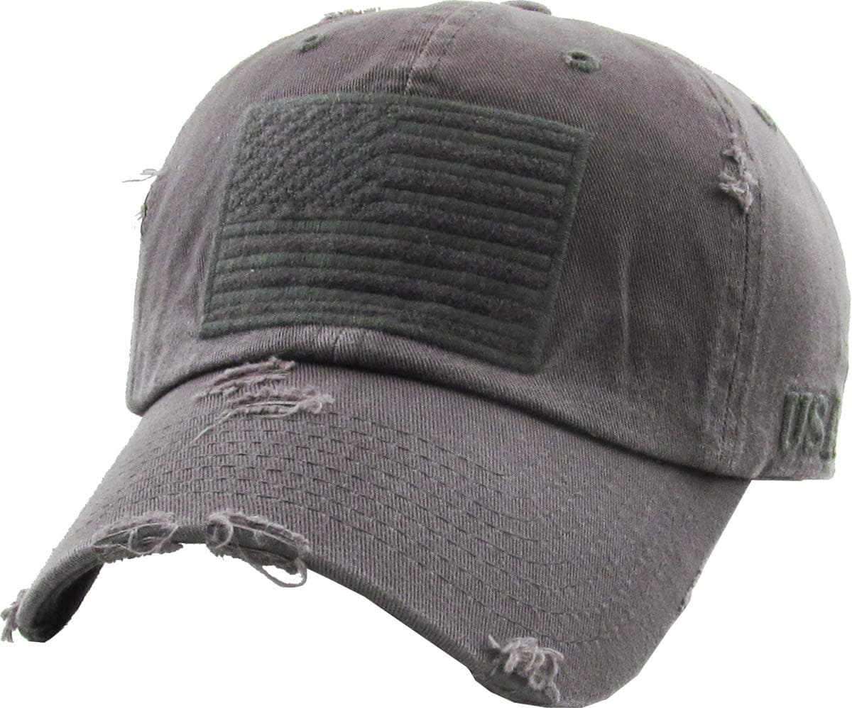 KBVT-209 DGY Tactical Operator with USA Flag Patch US Army Military Baseball Cap Adjustable