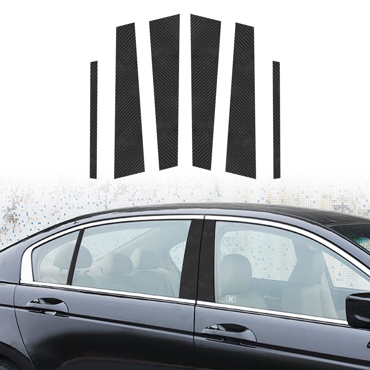 TOMALL 6pcs Car Window Pillar Post Vinyl Stickers Compatible with Honda Accord Sedan 20132017 Auto Overlay Wrap Trim Sticker for Car Exterior Accessories Modification Decoration Carbon Fiber