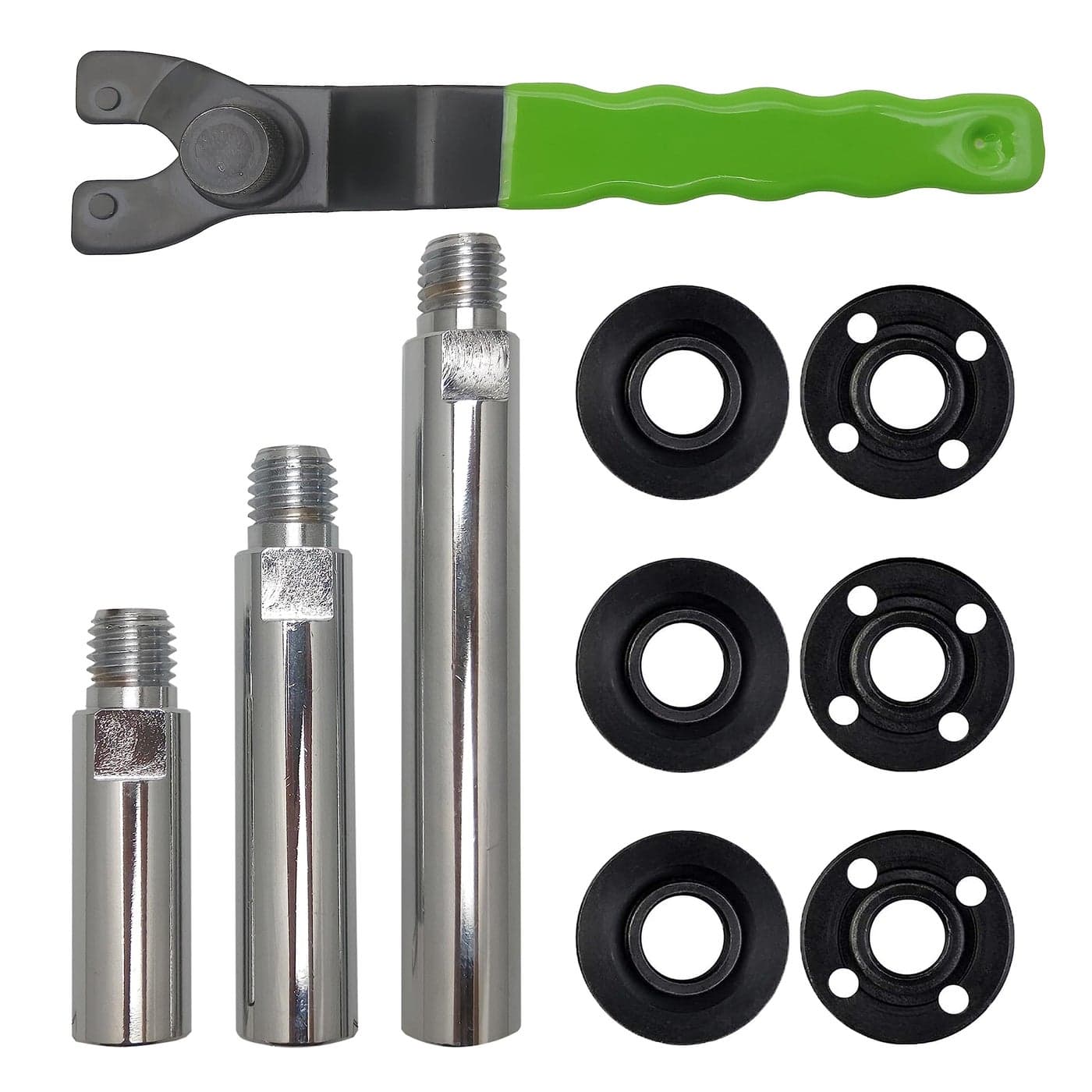 Gaquolam 5811 Angle Grinder Extension Shaft Connecting Rod with Grinder Adjustable Spanner Wrench Flange Nut kit Car Polisher Airway Buff Extender Rotary Extension Kit 3 4 55