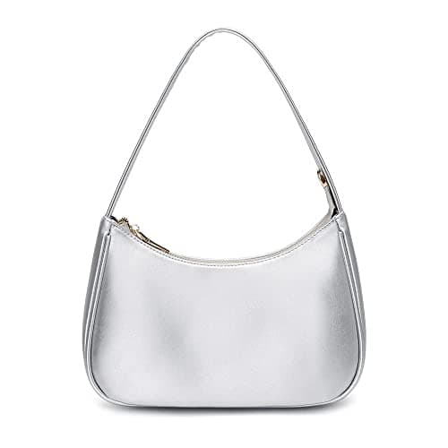 CYHTWSDJ Shoulder Bags for Women, Cute Hobo Tote Handbag Mini Clutch Purse with Zipper Closure (Silver White 1)