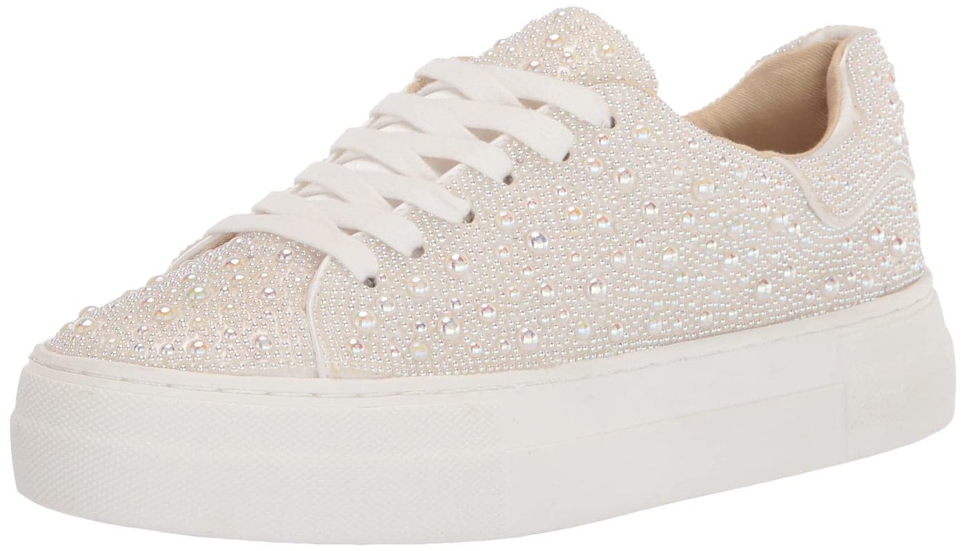Betsey Johnson Womens Sidny Sneaker Pearl 11