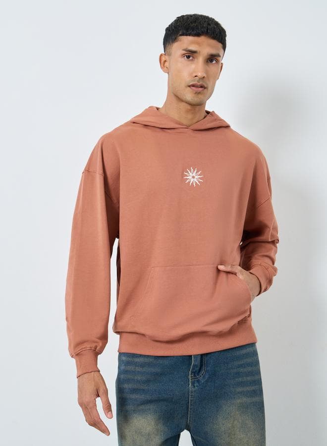 Styli Coffee Brown Embroidered Hoodie