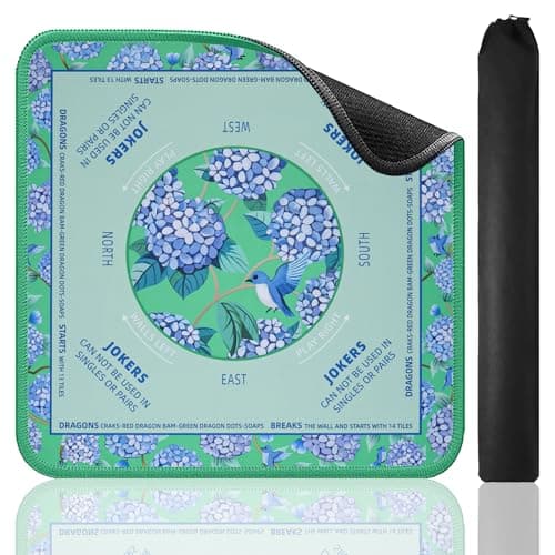 Dark Green Mahjong Learning Mat 33 x 33 with Black Carrying Bag AntiSlip Mahjong Mat for Table Board Games Tile Games and Cards