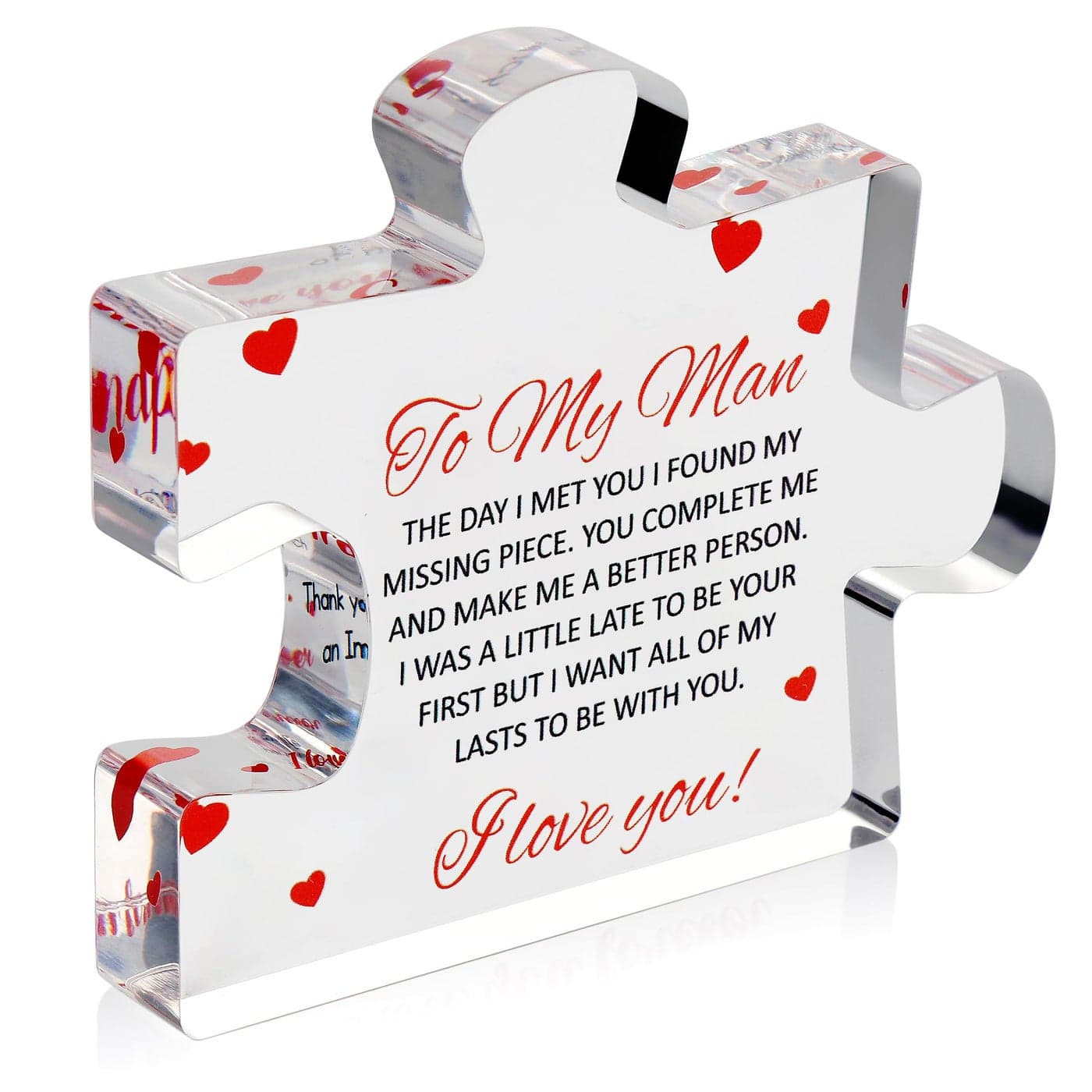 to My Man Engraved Acrylic Block Puzzle 41 x 35 inch Gifts for Him for Husband Fiance Birthday Gifts Valentines Day Gift for Boyfriend Cool Wedding Couple