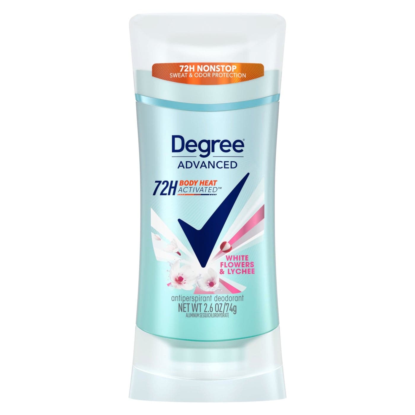 Degree Advanced Protection Antiperspirant Deodorant White Flowers Lychee for 72Hour Sweat Odor Control for Women with Body Heat Activated Technology 26 oz