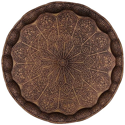 Alisveristime Turkish Ottoman Coffee Tea Serving Tray – 13.60 inches, Metal with Traditional Motifs, Available in Five Colors (Antik Green)