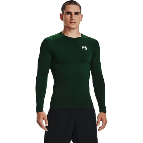Under Armour Men's Armour HeatGear Compression Long-Sleeve T-Shirt , Forest Green (301)/White, Small