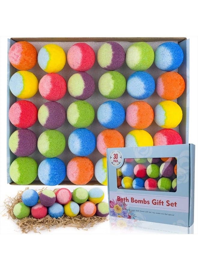 30 Pcs Bath Bomb Gift Set, Natural Organic Mini Bath Bombs, Handmade with Rich Fizz - Best Birthday Gift for Kids/Women/Men, Mother's Day