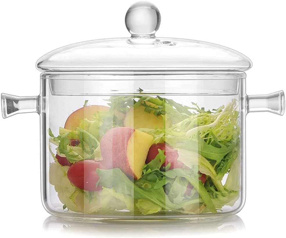 Glass Cooking Pot 15L50OZ Glass Saucepan HeatResistant Borosilicate Glass Handmade Cookware Set stovetop Pot Safe for Pasta Noodle Soup Milk Teasalad 15L50OZ