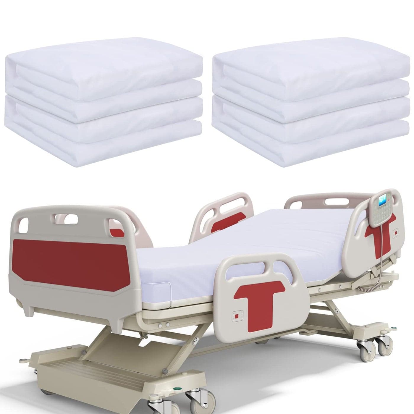 White Hospital Bed Sheets Soft Knitted Sheets 36 x 84 x 14 in Cotton Single Fully Fitted with Elastic All Around No Wrinkle Skin Friendly for Home Bed Massage Table Hospital Hotel4 Pcs