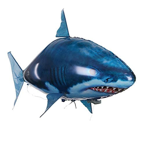 Remote Control Shark Toys Swimming Fish RC Animal Toy Infrared RC Fly Air Balloons Clown Fish Toy Gifts Party Decoration Balloon ANTIGRAVITY INDOOR TOY HOVERS and FLOATS in MIDAIR Blue