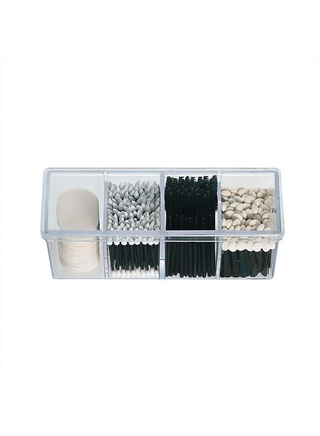 4-Compartment Makeup Organizer and Storage: Transparent Multi-functional Bathroom Closet Storage with 4 Trays and Clear Lid for Cosmetics, Cotton Balls or Sponges