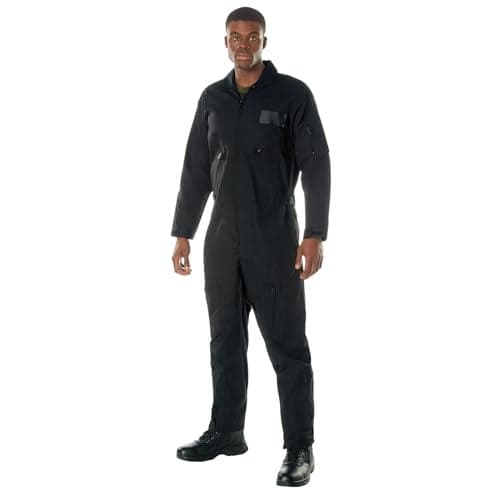 Rothco Flightsuit – Mens Pilot Coveralls – Costume Cosplay Jumpsuit, Black - 5XL