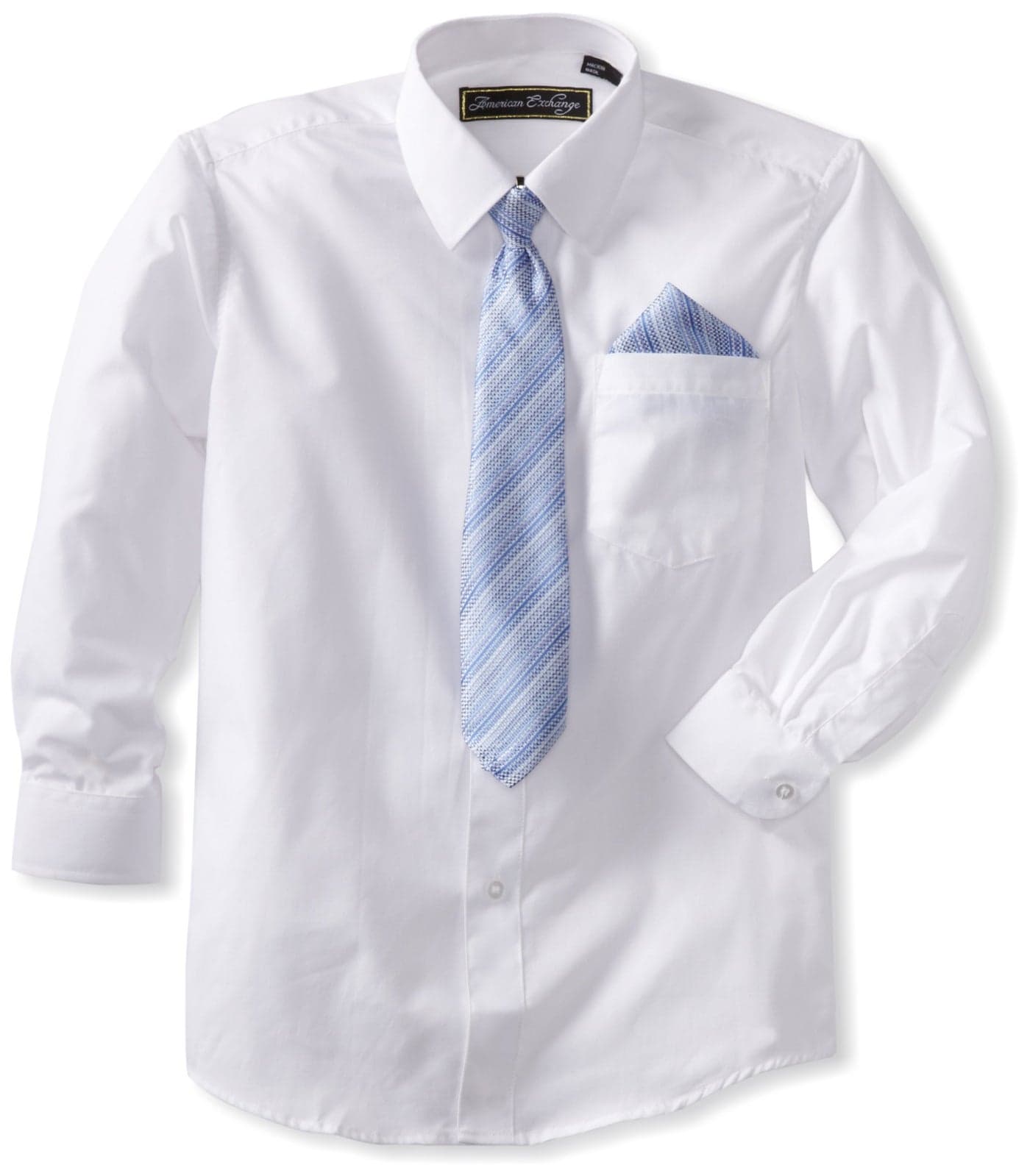 American Exchange Little Boys' Little Dress Shirt With Tie And Pocket Square, White, 1