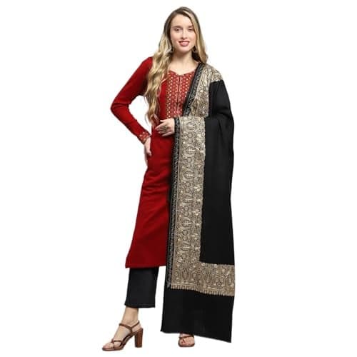 Monte Carlo Womens Self Design Black Shawl (224SHW6868-0-40)