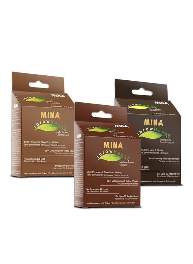 Mina ibrow Hair Color|Natural Spot coloring Hair Tinting Powder, Water and Smudge Proof | No Ammonia, No Lead with 100% Gray Converge|Vegan and Cruelty free (Dark Brown + Light Brown + Medium Brown)