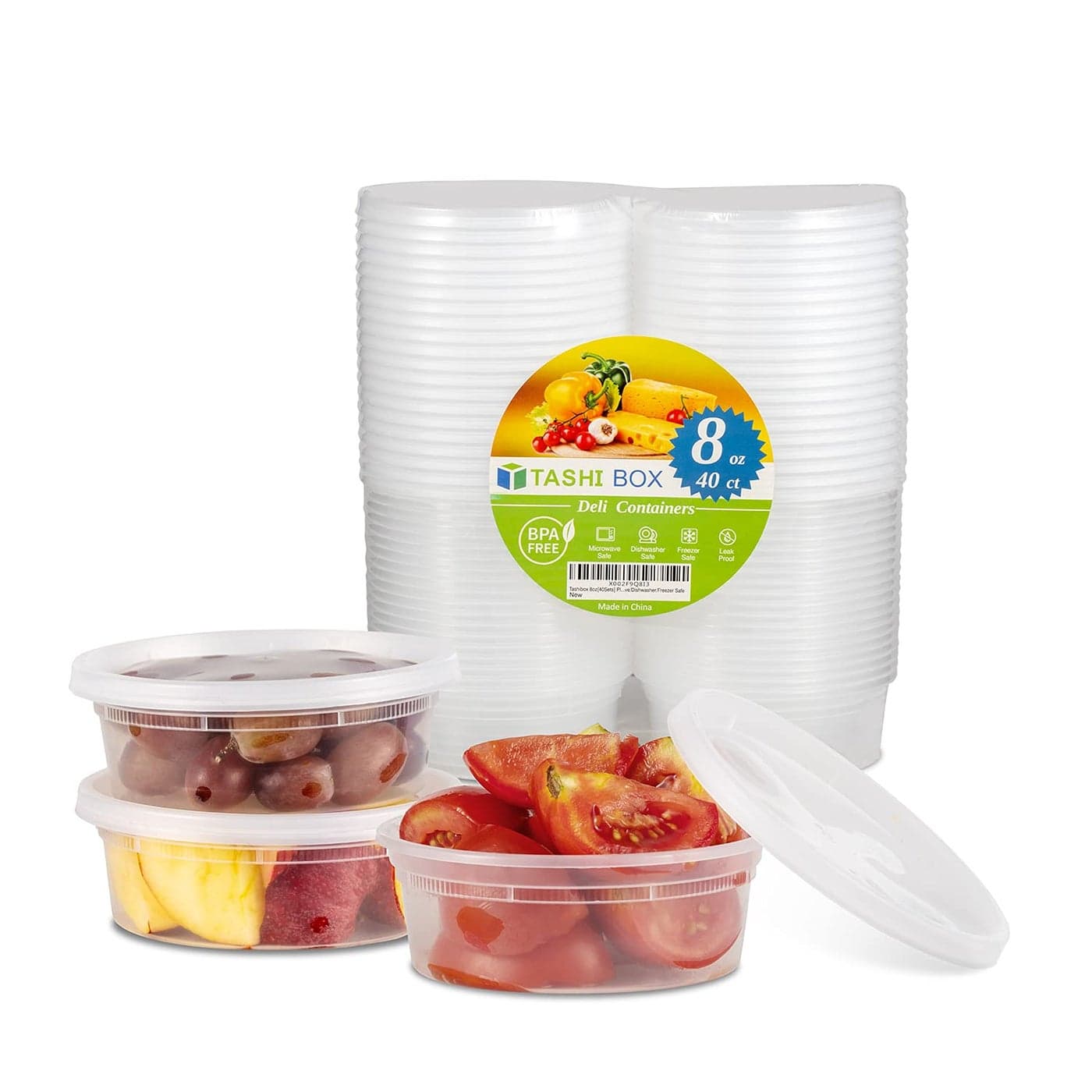 TashiBox 8oz40 Sets Plastic Containers with Airtight Lids Food Storage Containers Deli Slime Soup Meal Prep Containers BPA Free Stackable Leakproof MicrowaveDishwasherFreezer Safe