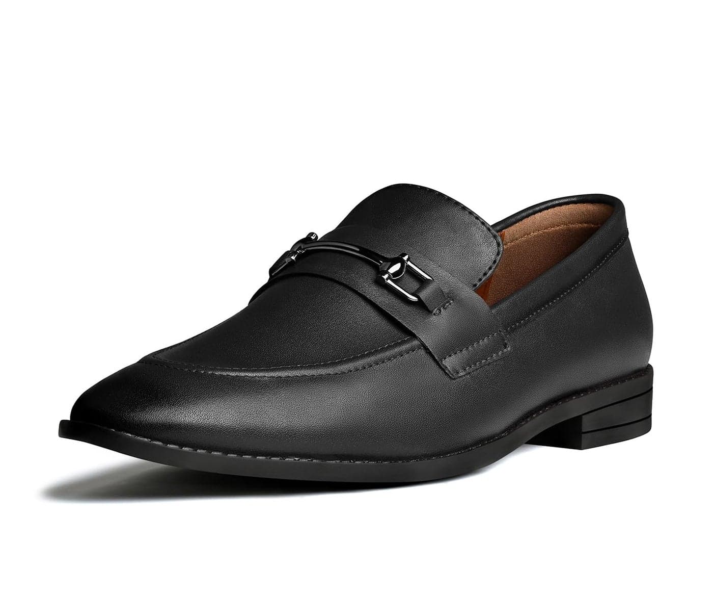 LOUIS STITCH Men's Obsidian Black Shoes Slipon Style Comfortable Moccasins with Buckle for Men (RGMCAB) (Size-9UK)