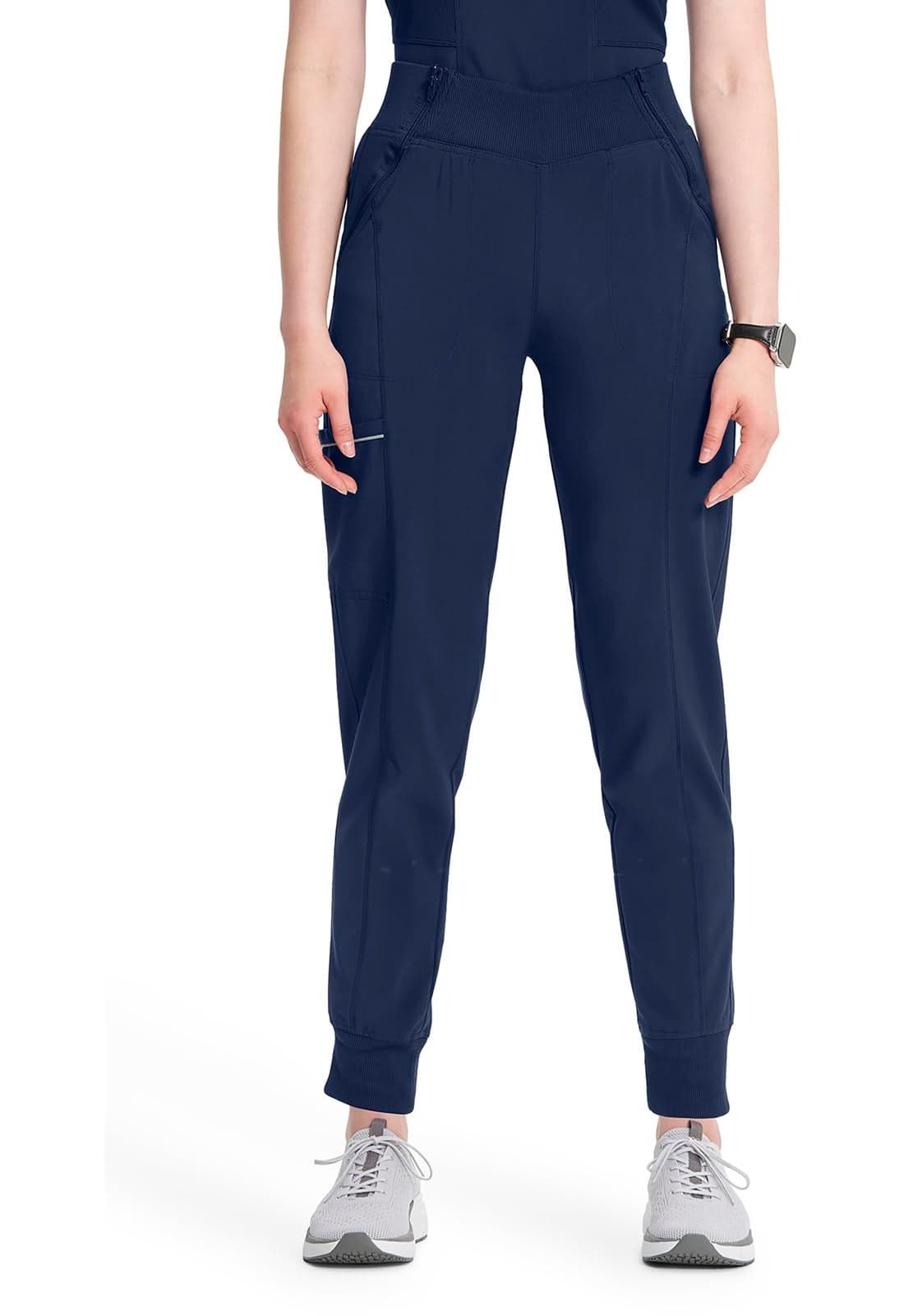 Infinity Womens Scrub Jogger Pants Mid Rise Bottoms with 5 Pockets Moisture Wicking 360 Stretch Fabric Plus Size CK110 Navy