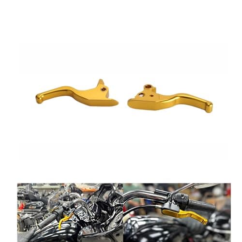 FVMOTO 3 Finger 59 CNC Shorty Hand Control Lever Kit Brake Clutch Levers Fit for Harley Softail Low Rider S Sport Glide Standard Street Bob 20152024Gold