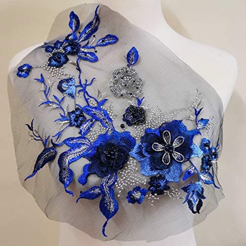 1 Pcs Embroidered Collar Handmade Sewing DIY Clothing Collar Lace Neckline Material False Collar Clothing Accessories Royal Blue