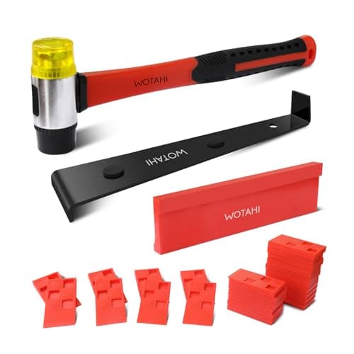 WOTAHI 43Piece Pro Laminate Flooring Installation Tools Kit 35 mm DoubleFaced Fiberglass Handle Hammer 40 Floor Spacers Heavy Duty Pull Bar and Tapping Block for Hardwood Laminate and Vinyl