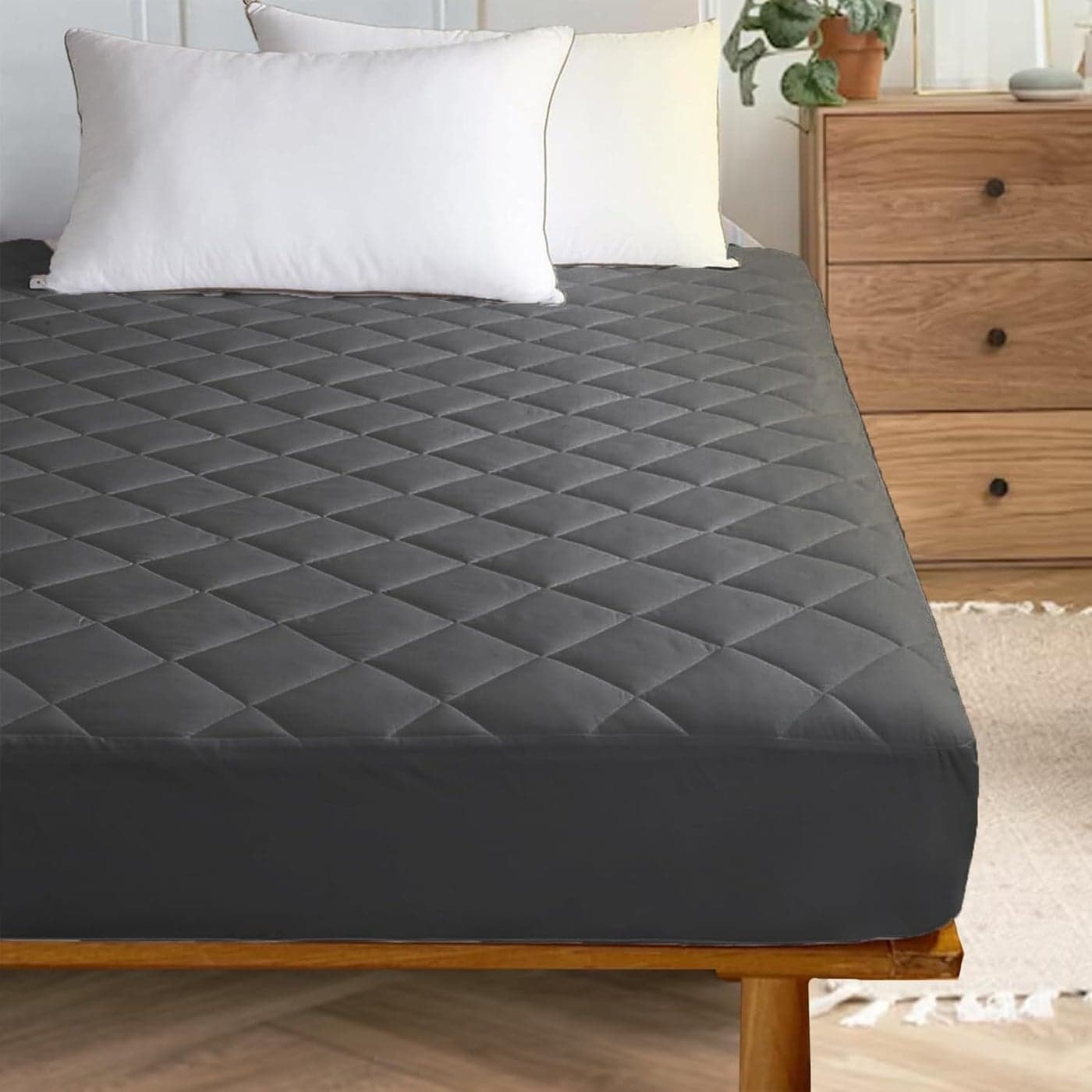 HOMEMONDE Waterproof Single Size 72x36 inch Cotton Quilted Mattress Protector Breathable Ultra Soft Elastic Fitted Bed Protector MattressBed Cover Single 72x36 inch 6x3 ft Dark Grey