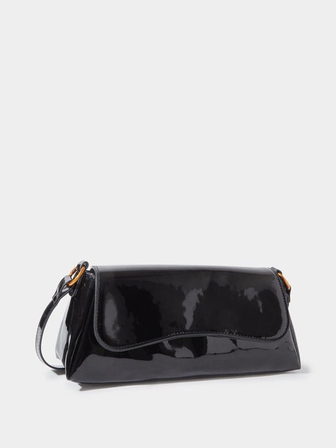 Styli Solid Shoulder Bag with Curved Flap