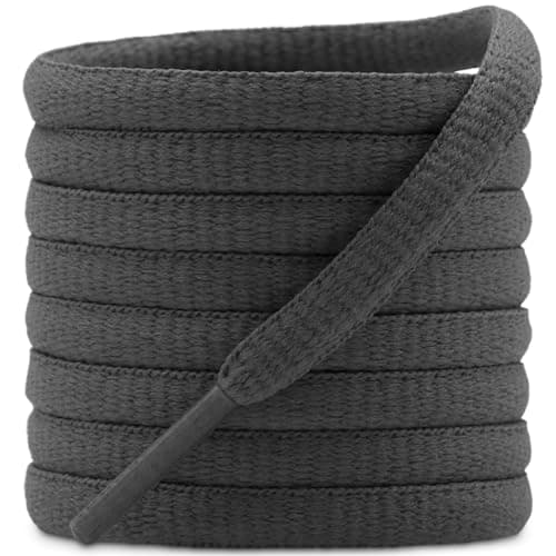 DELELE 2 Pair Oval Shoes laces Half Round 1/4" Athletic Shoelaces Shoe Strings Deep Dark Grey-39 inch