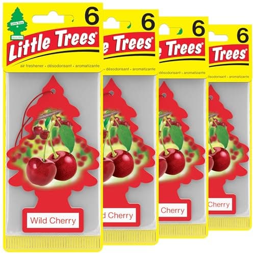 LITTLE TREES Air Fresheners Car Air Freshener. Hanging Tree Provides Long Lasting Scent for Auto or Home. Wild Cherry, 24 Air Fresheners
