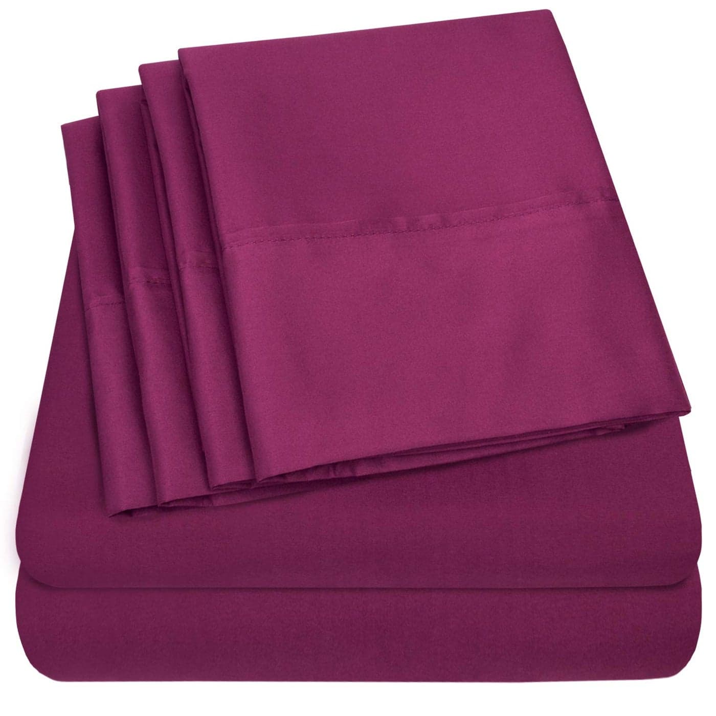 Cal King Size Bed Sheets 6 Piece 1500 Supreme Collection Fine Brushed Microfiber Deep Pocket California King Sheet Set Bedding 2 Extra Pillow Cases Great Value California King Berry