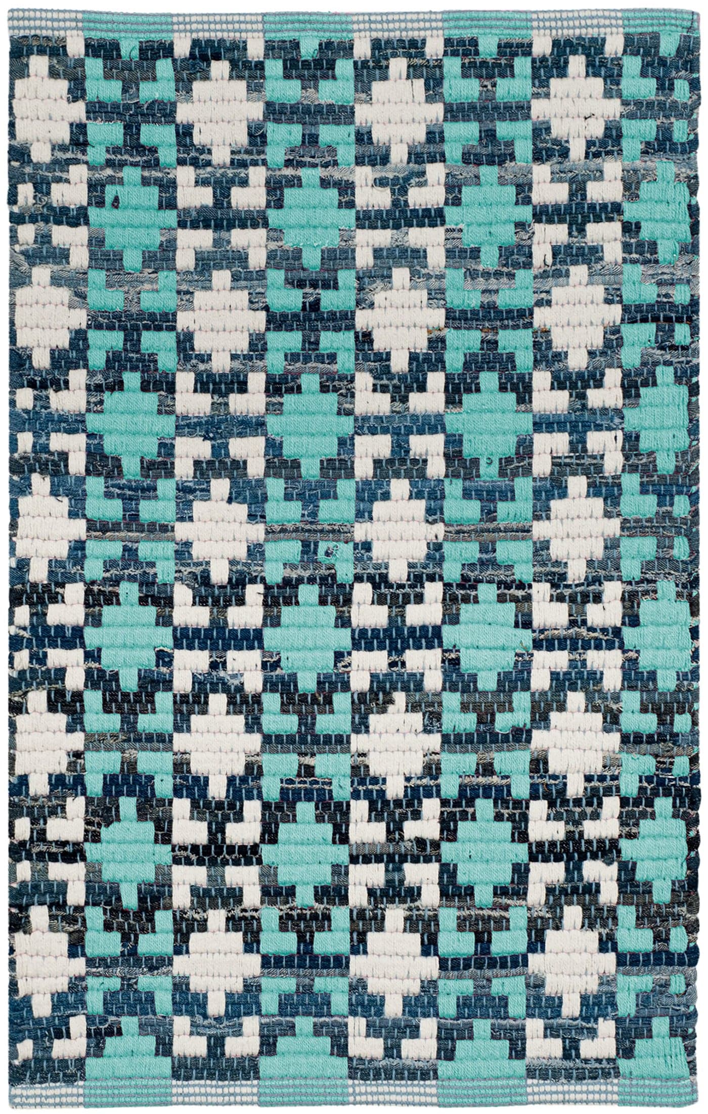 SAFAVIEH Montauk Collection Accent Rug - 2'6" x 4', Turquoise & Multi, Handmade Flat Weave Cotton, Ideal for High Traffic Areas in Entryway, Living Room, Bedroom (MTK123C)