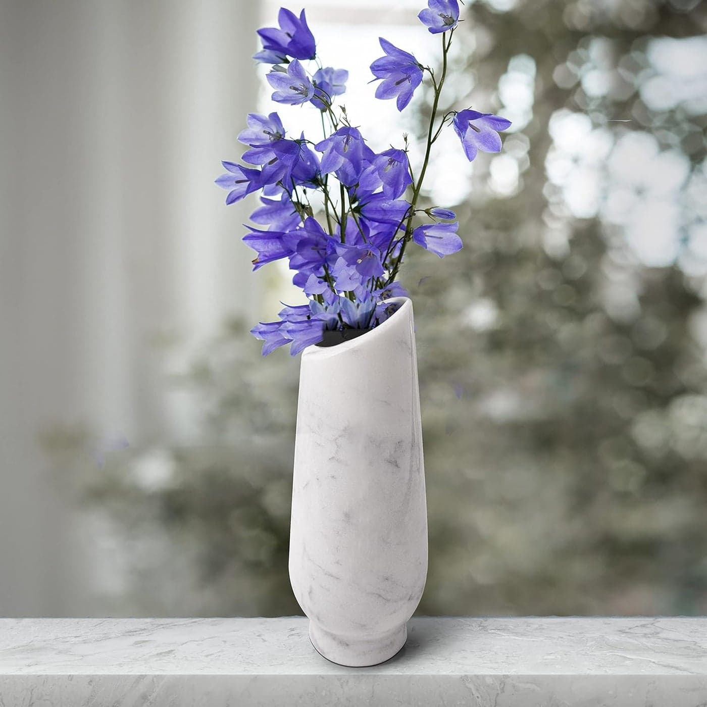 HANDICRAFT BAZAAR Flower Vase Marble Home and Living Room Decore Italian Marble Flower Vase 9 Inches Wonder White