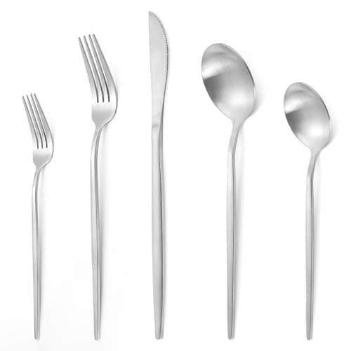 60 Piece Silverware Set Service for 12LAZAHOME Matte Silverware Set Include SpoonsForksKnivesPremium Stainless Steel Flatware Set for Home Kitchen and RestaurantDishwasher Safe