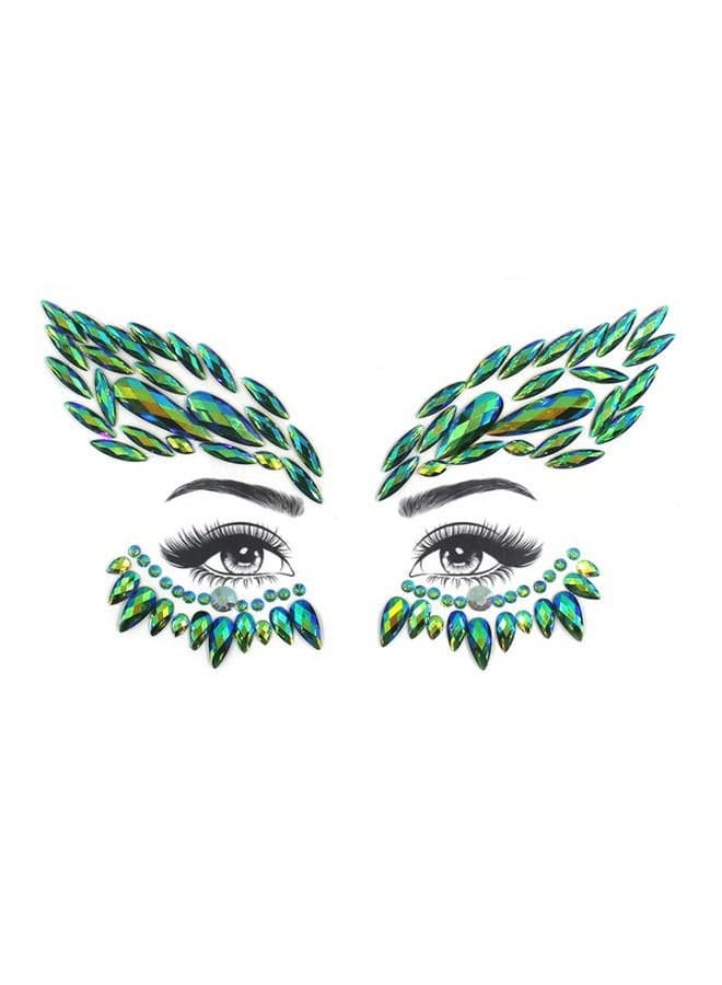 halloween sticker face jewels for makeup diamond pasties self adhesive temporary tattoos face gems body sticker for holidays (green ab)