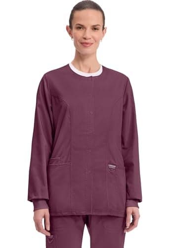 Cherokee Women's Snap Front Warm-up Jacket, Wine, Large