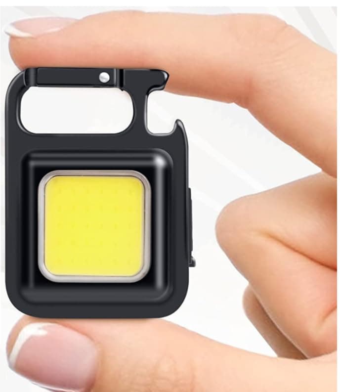 ApLiQ Keychain LED Light 2-Hours Battery Life with Bottle Opener, Magnetic Base and Folding Bracket Mini COB 1000 Lumens Rechargeable Emergency Light for Fishing,Walking, Camping