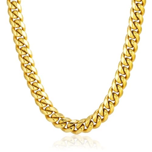 Cuban Link Necklace 18inch 14MM 18K Gold Plated Heavy Chain Mens Gifts