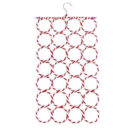 Kuber Industries Single Piece 28 Rings Folding Rope Hanger for Scarf, Belts, Shawls, Ties and More (Random Color) - KI19590